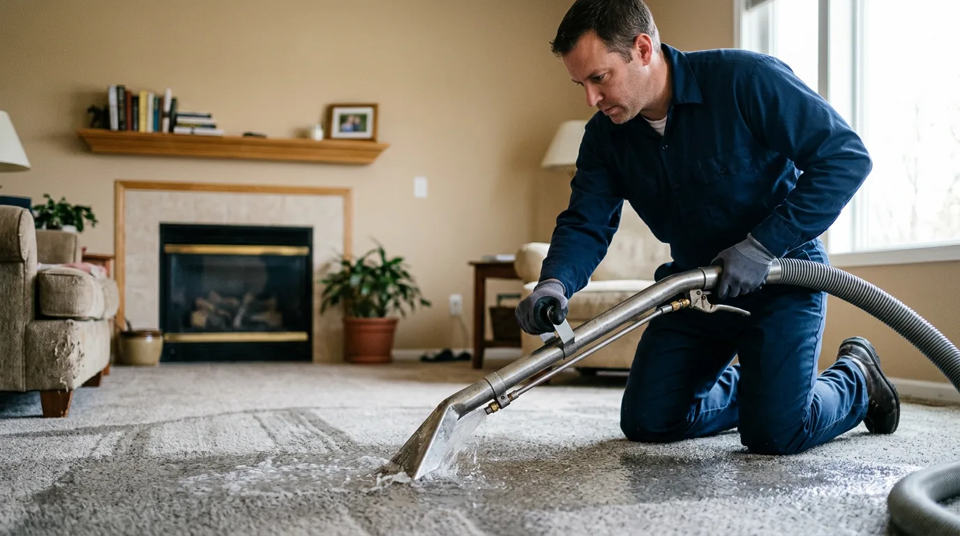 Water damage restoration technician working near Shiro, TX